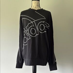 Adidas Black and White Women's Crewneck